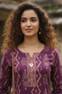 Wine Cotton Jaipuri Floral Printed Kurti