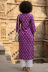 Purple Cotton Jaipuri Floral Printed Kurti