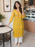 Yellow Pure Cotton Floral Printed Kurti