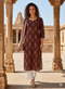 Brown Pure Cotton Jaipuri Floral Printed Kurti