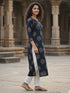 Navy Blue Pure Cotton Floral Printed Kurti
