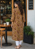 Peach & Brown Pure Cotton Floral Printed Kurti