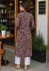 Dusty Pink & Wine Pure Cotton Floral Printed Kurti