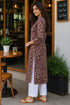 Dusty Pink & Wine Pure Cotton Floral Printed Kurti