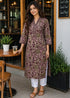 Dusty Pink & Wine Pure Cotton Floral Printed Kurti