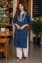 Blue Pure Cotton Floral Printed Kurti