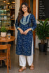 Blue Pure Cotton Floral Printed Kurti