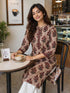 Brown & Red Pure Cotton Floral Printed Kurti