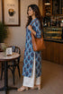 Blue & Red Pure Cotton Floral Printed Kurti