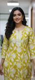 Parrot Green Pure Cotton Jaipuri Floral Printed Kurti