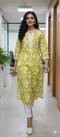 Parrot Green Pure Cotton Jaipuri Floral Printed Kurti