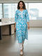 Turquoise Pure Cotton Floral Printed Kurti