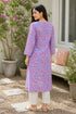 Grey & Pink Pure Cotton Floral Printed Kurti