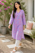Grey & Pink Pure Cotton Floral Printed Kurti