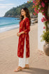Maroon Pure Cotton Floral Printed Kurti