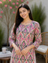 Pink & Beige Pure Cotton Floral Printed Kurti