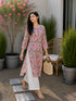 Pink & Beige Pure Cotton Floral Printed Kurti