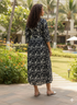 Black & White Pure Cotton Floral Printed Western Dress