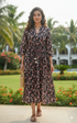 Midnight Blossom Elegance Jaipuri Printed Western Dress