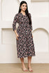 Midnight Blossom Elegance Jaipuri Printed Western Dress