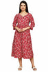 Crimson Floral Charm Jaipuri Printed Western Dress