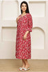 Crimson Floral Charm Jaipuri Printed Western Dress