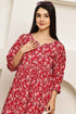 Crimson Floral Charm Jaipuri Printed Western Dress