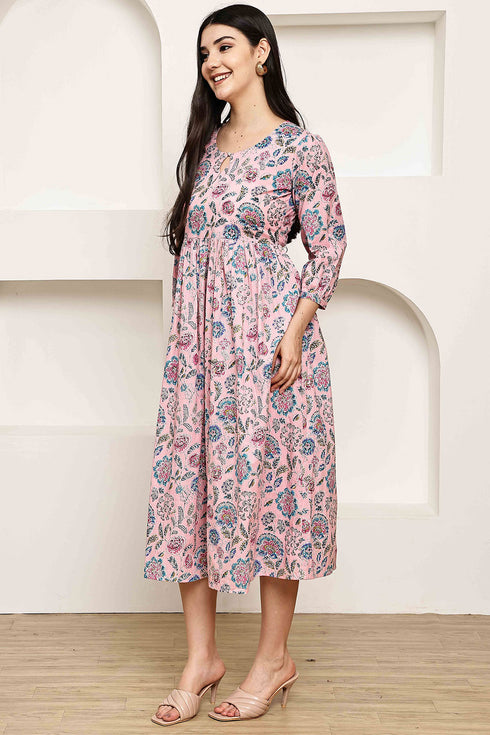Pink Petal Jaipuri Printed Western Dress