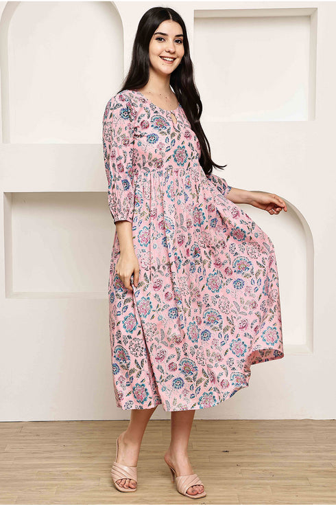 Pink Petal Jaipuri Printed Western Dress