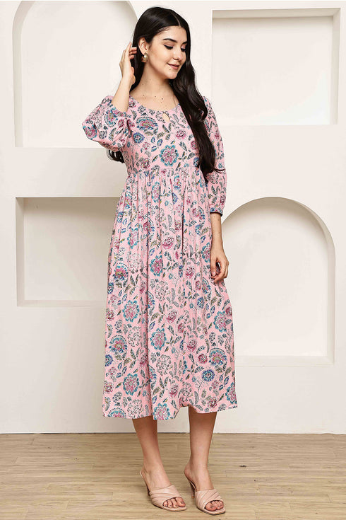 Pink Petal Jaipuri Printed Western Dress