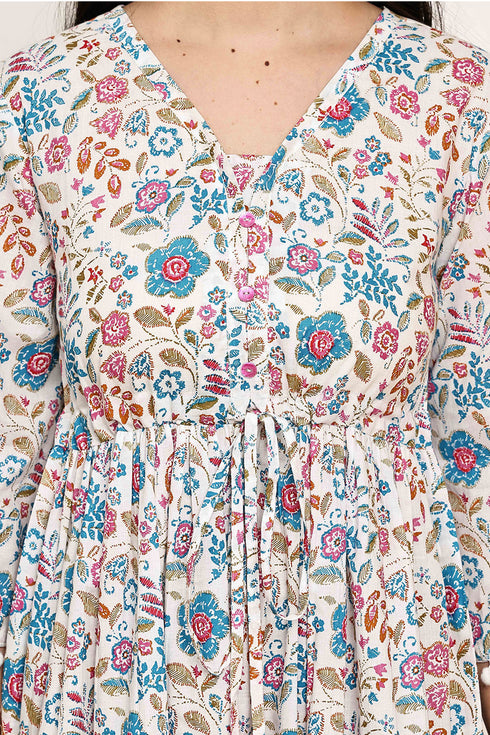 Springtime Serenade Jaipuri Printed Western Dress