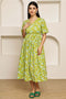 Garden Escape Green Jaipuri Printed Western Dress