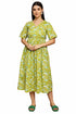 Garden Escape Green Jaipuri Printed Western Dress