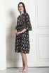 Black & Beige Pure Cotton Floral Printed Western Dress