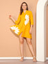 Mustard Yellow Pure Cotton Floral Paint Western Dress