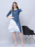 Blue & White Pure Cotton Tie-Dye Shibori Printed Western Dress