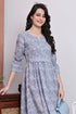Grey Cotton Jaipuri Printed Western Dress