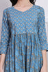 Blue Cotton Jaipuri Printed Western Dress