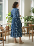 Blue Pure Cotton Jaipuri Printed Western Dress