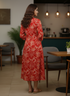 Red Pure Cotton Jaipuri Printed Western Dress