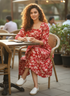 Women Red Pure Cotton Jaipuri Printed Western Dress