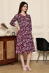 Burgundy Blossom Cotton Jaipuri Printed Dress