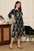 Midnight Blossom Cotton Jaipuri Printed Dress