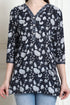 Black & White Cotton Floral Printed Tunic