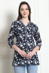Black & White Cotton Floral Printed Tunic