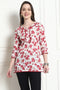 White & Magenta Cotton Floral Printed Tunic