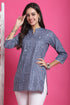 Grey & White Pure Cotton Bandhani Printed Tunic