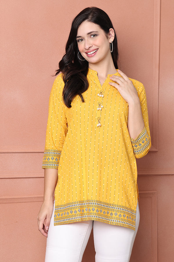 Mustard Pure Cotton Printed Tunic