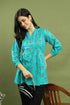 Sky Blue Women Pure Cotton Jaipuri Printed Tunic
