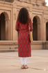 Maroon Pure Cambric Cotton Jaipuri Printed Kurti